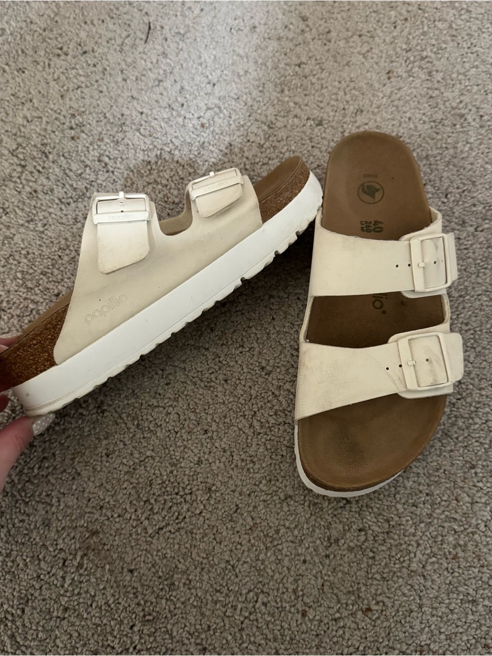 Papillio Cream Dual-Buckle Slide Sandals